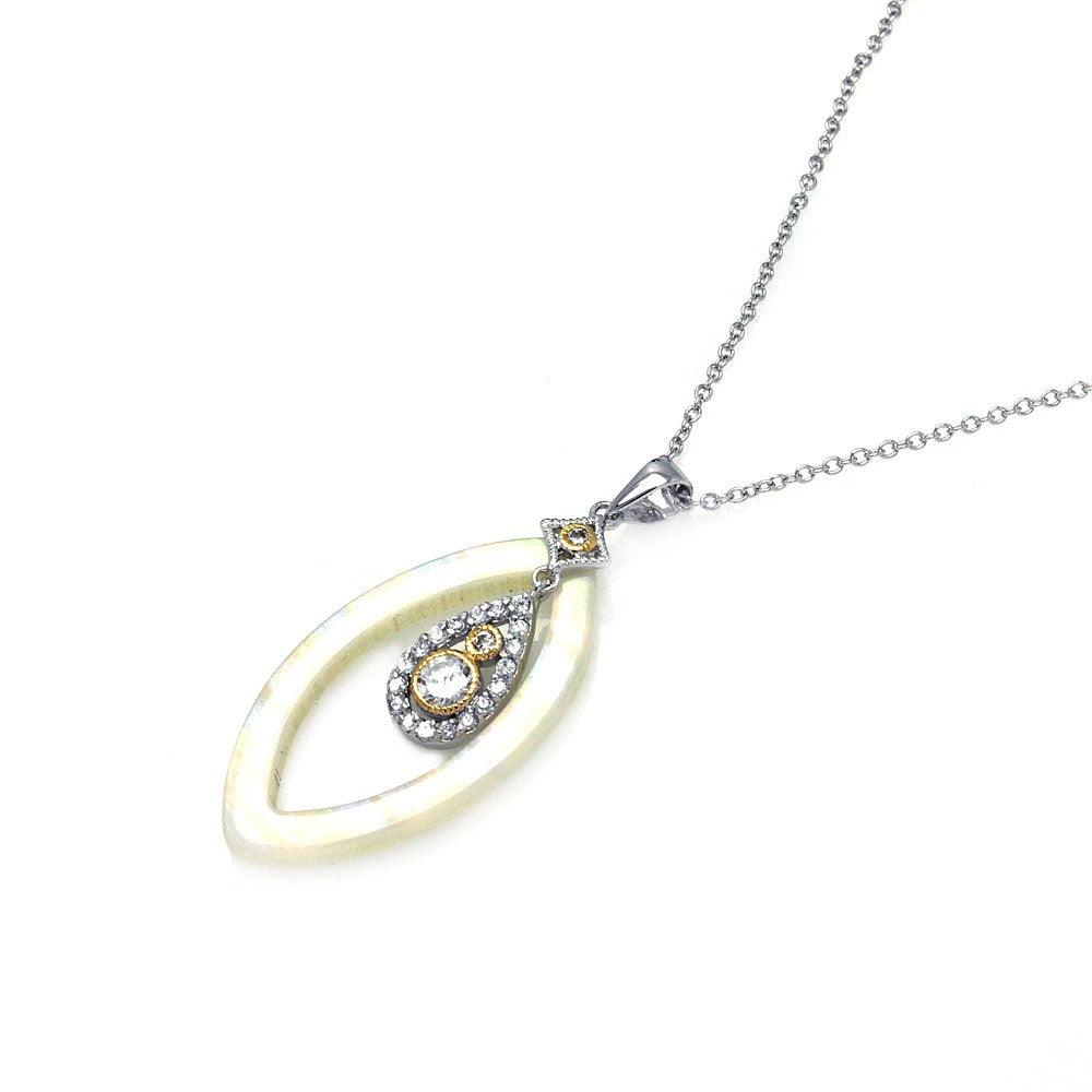 Silver 925 Rhodium Open Marquise CZ Necklace