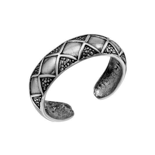 925 Sterling Silver Diamond Pattern Toe Ring