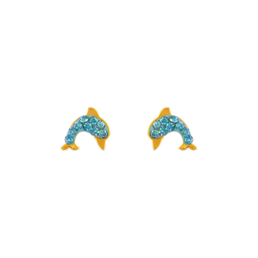 Dolphin Enamel CZ Stud Earrings