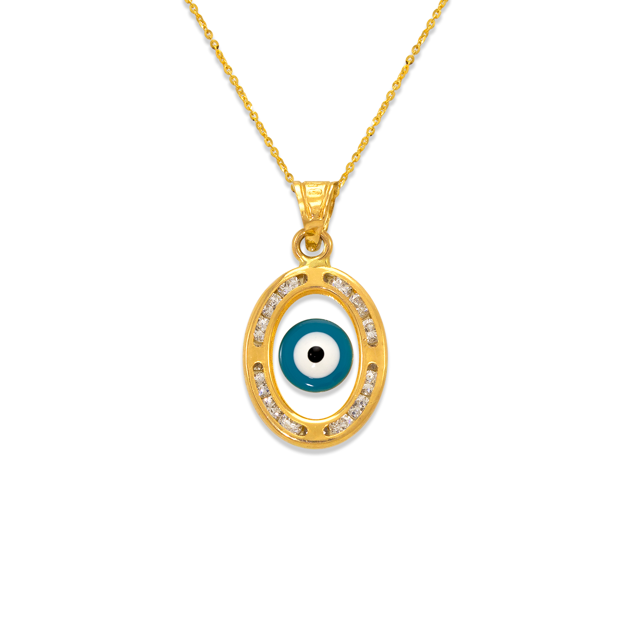 Evil Eye Enamel CZ Pendant