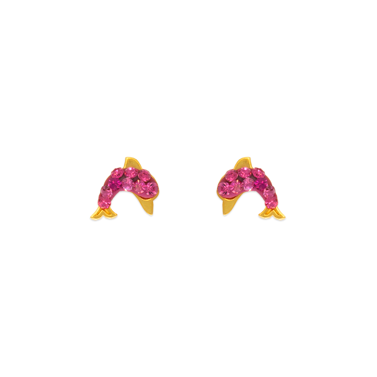 Dolphin Enamel CZ Stud Earrings