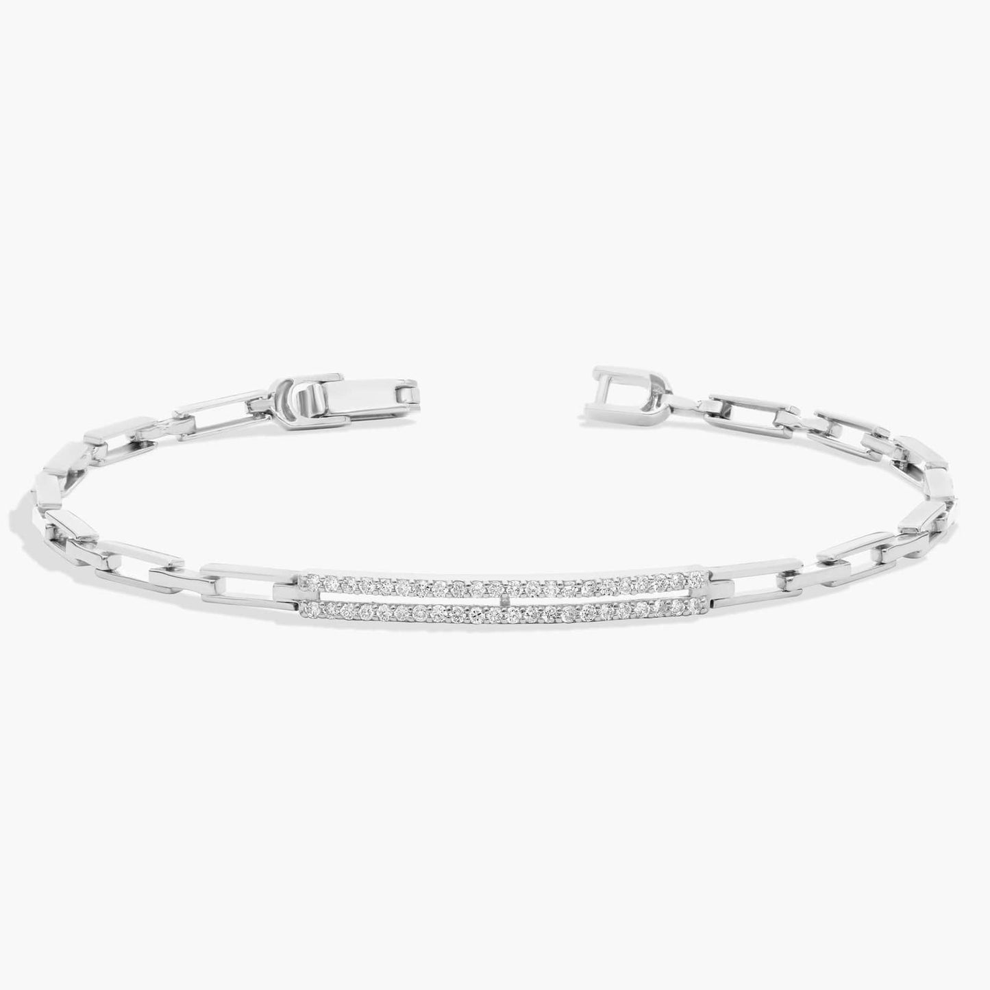 Pavé Diamond Bar Paperclip Bracelet