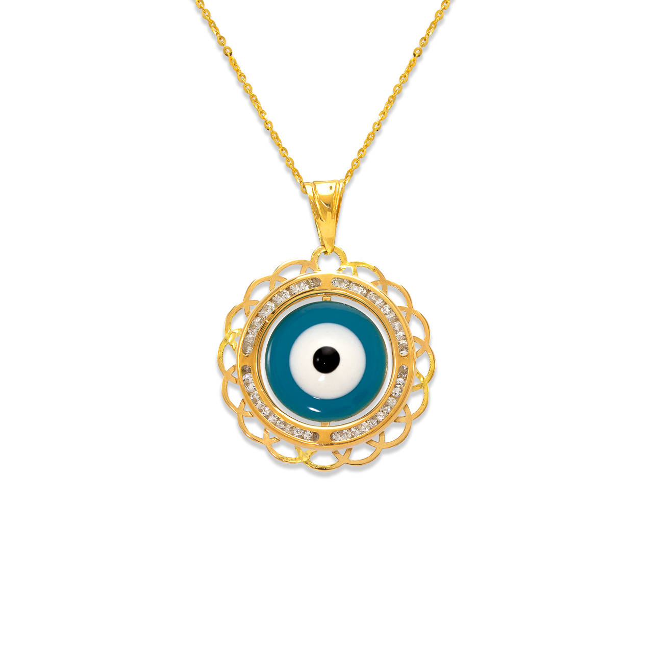 Evil Eye Enamel CZ Pendant