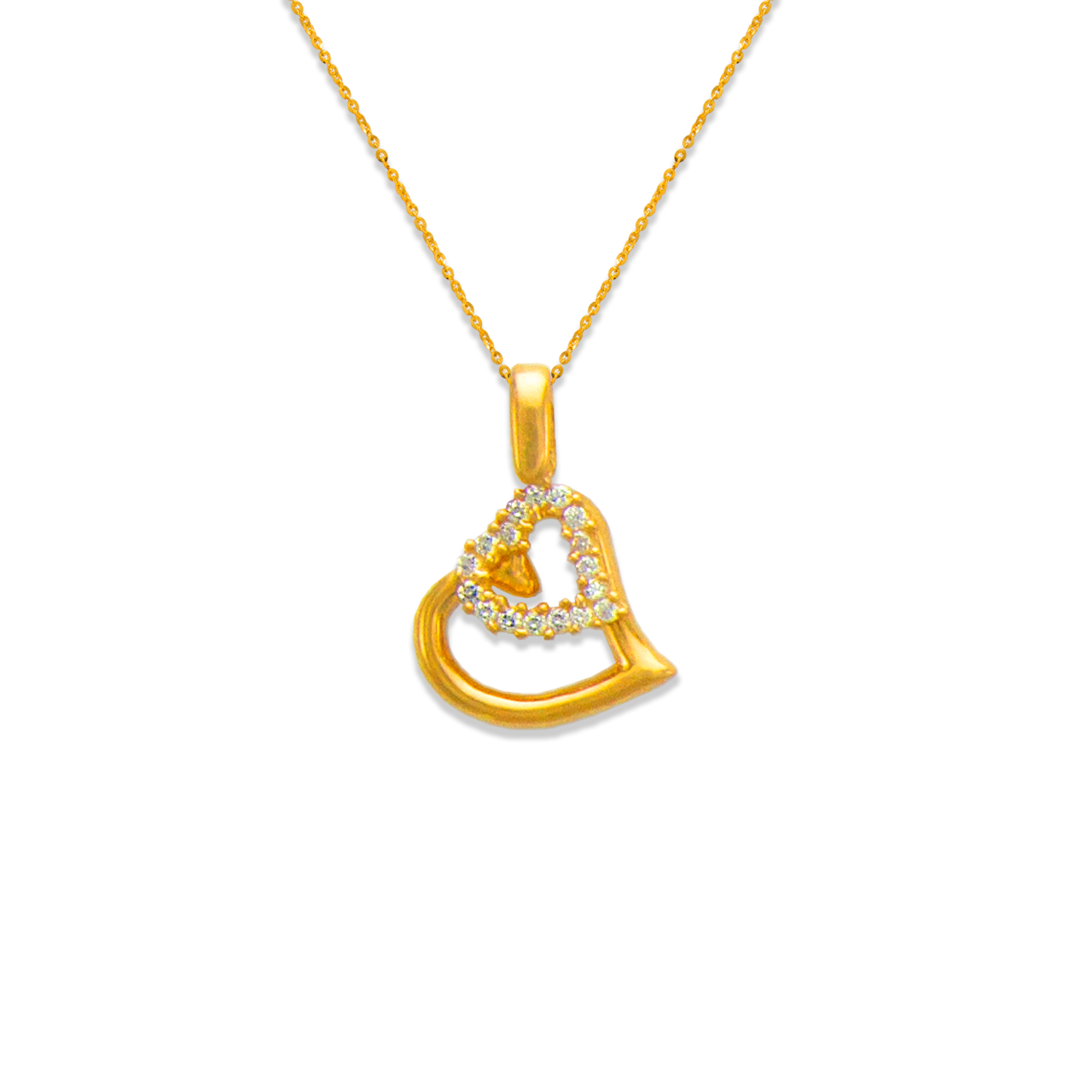 Two Hearts CZ Pendant