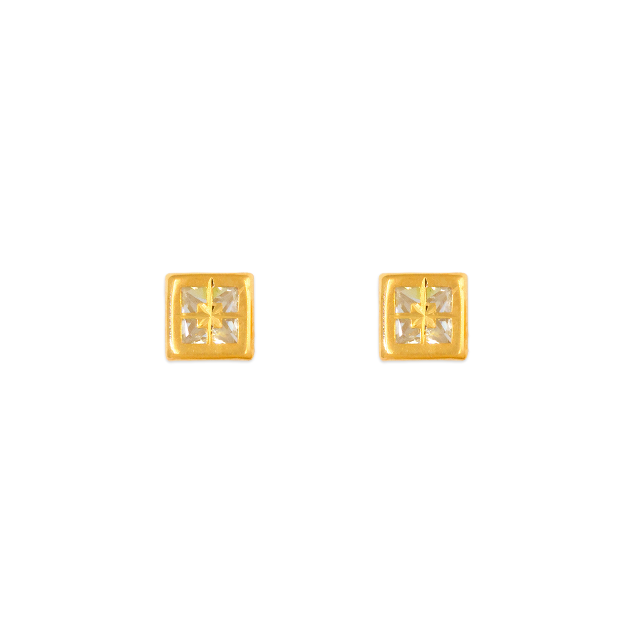 Square Bezel CZ Stud Earrings