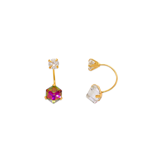 Disco Cube Telephone CZ Stud Earrings