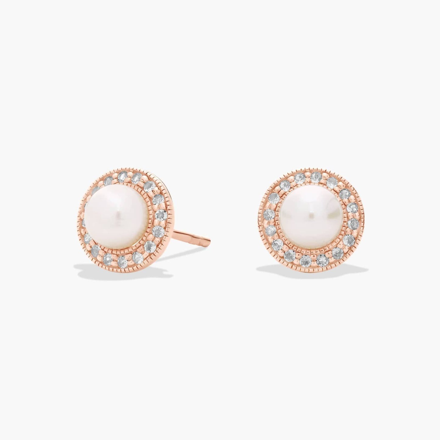 Vintage-Inspired Freshwater Cultured Pearl and White Topaz Halo Earrings