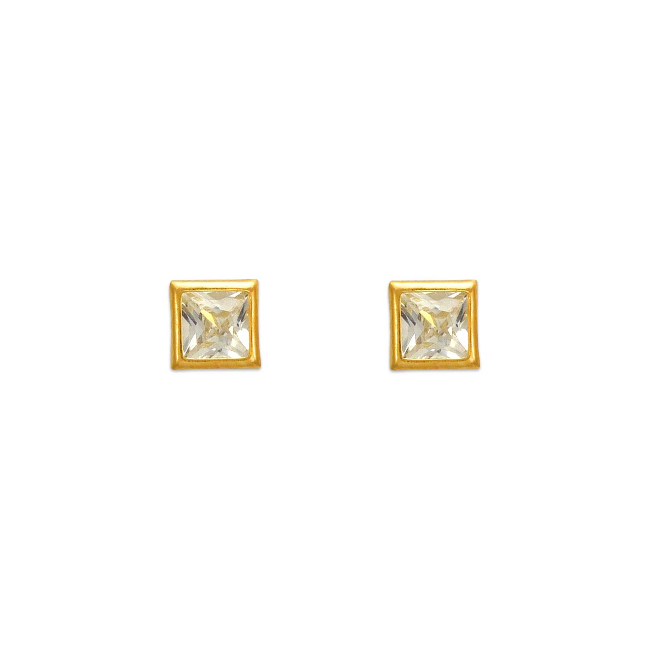 Square Bezel CZ Stud Earrings