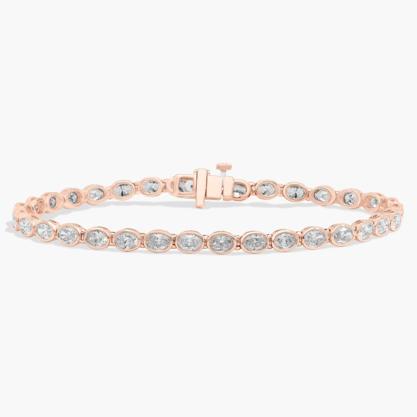 Oval Cut Diamond  E/W  Bezel Set Tennis Bracelet CHECK