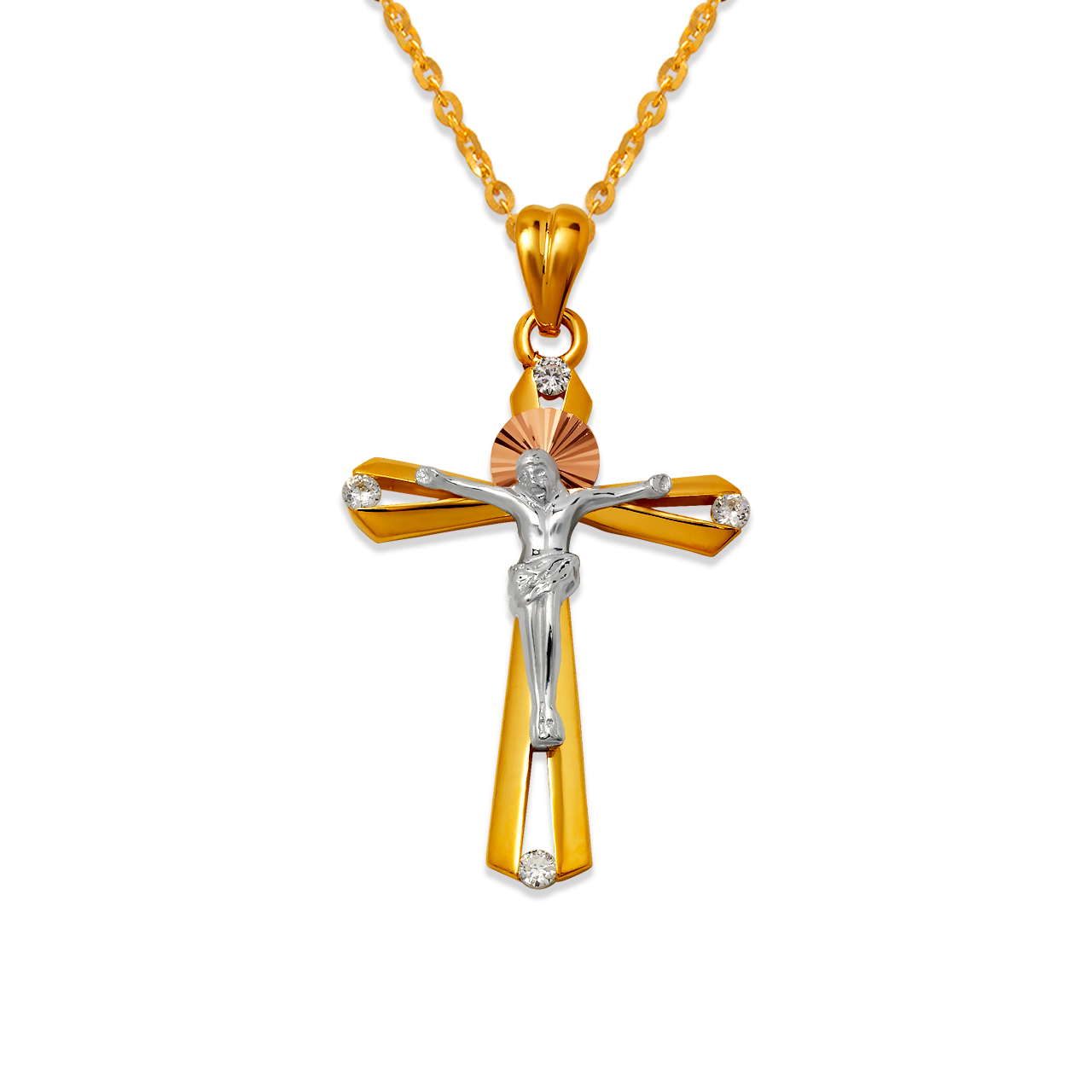 Fancy Jesus Cross CZ Pendant