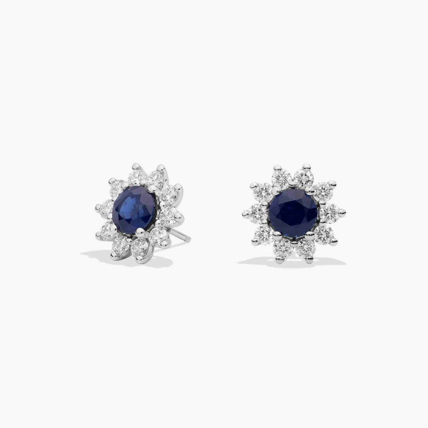 Round Gemstone and Diamond Stud Earrings CHECK