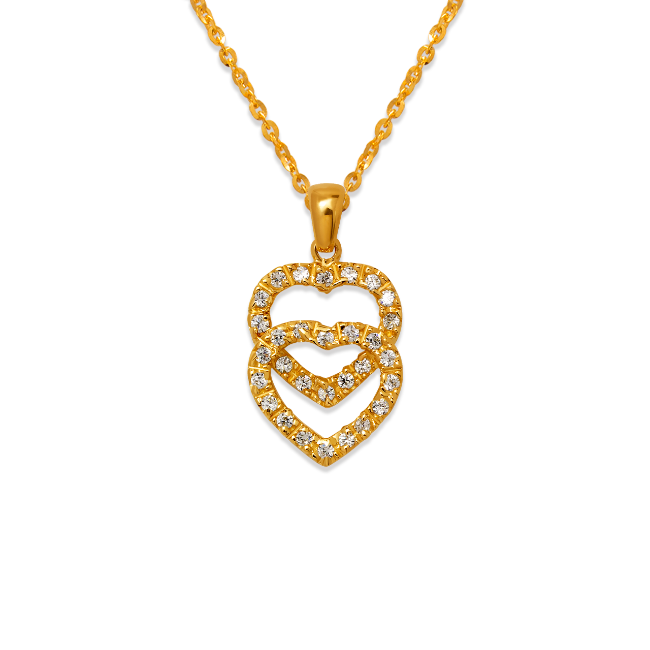 Two Hearts CZ Pendant