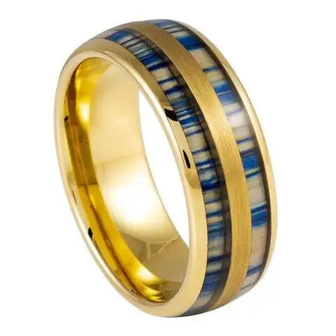 Yellow Gold IP & Indigo Blue Dyed Bamboo Inlay