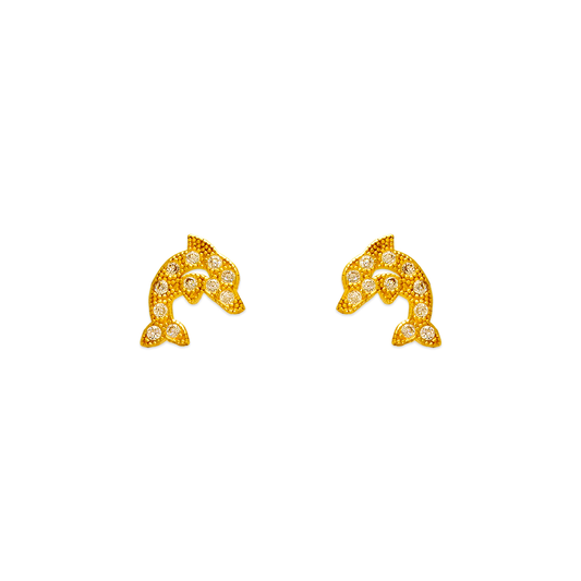 Dolphin Pave CZ Stud Earrings