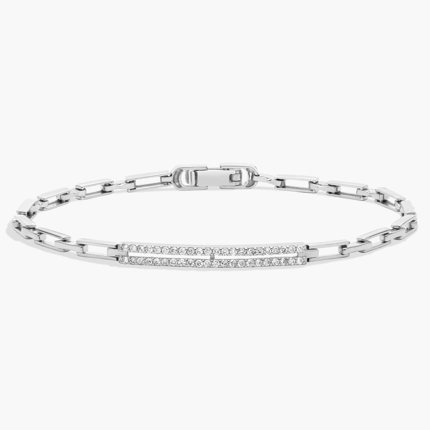 Pavé Diamond Bar Paperclip Bracelet