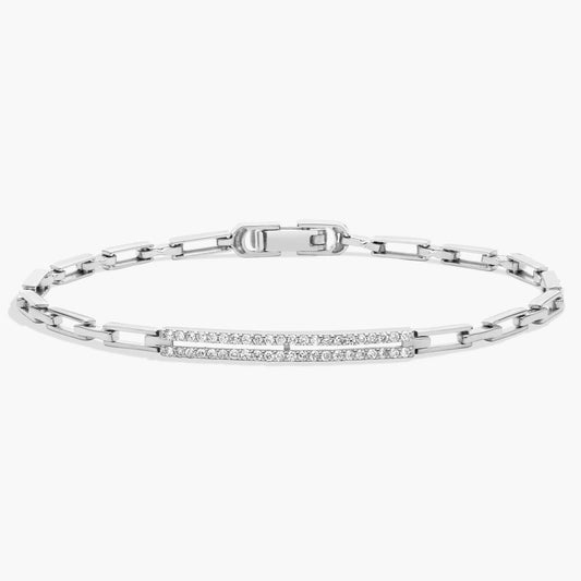 Pavé Diamond Bar Paperclip Bracelet