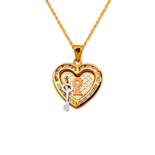 Heart and Key CZ Pendant