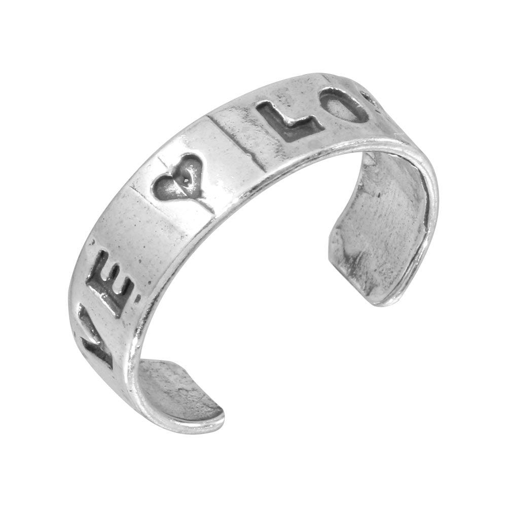 Silver 925 Engraved Love Adjustable Toe Ring