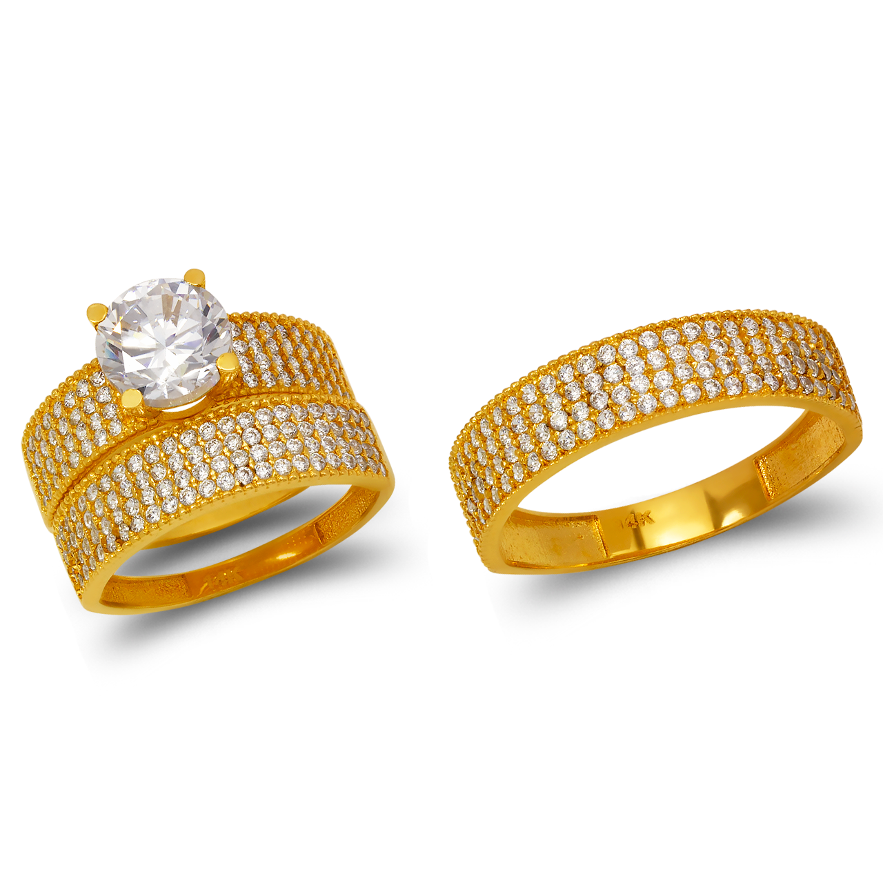 CZ Wedding Trio Ring Set