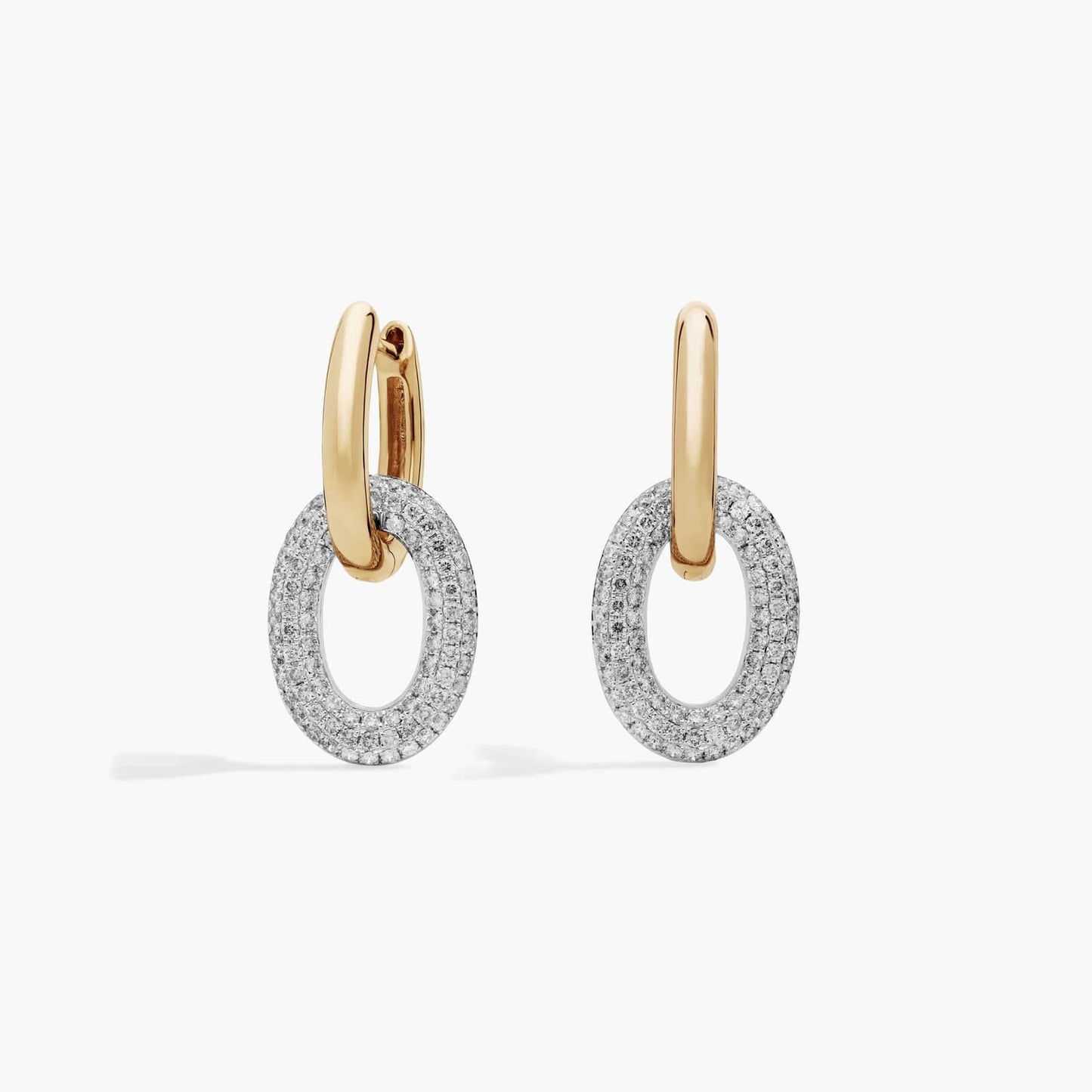 Two-Toned Interlocking Pavé Link Dangle Earrings