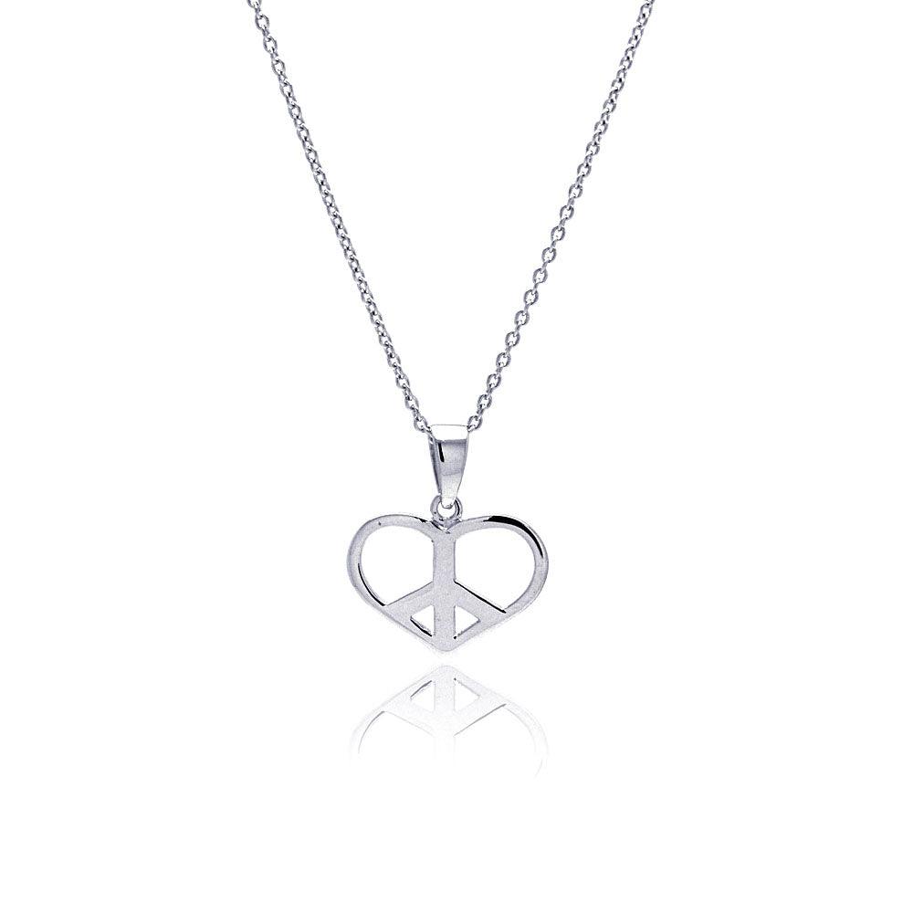 Silver 925 Rhodium Plated Clear CZ Heart Pendant Necklace