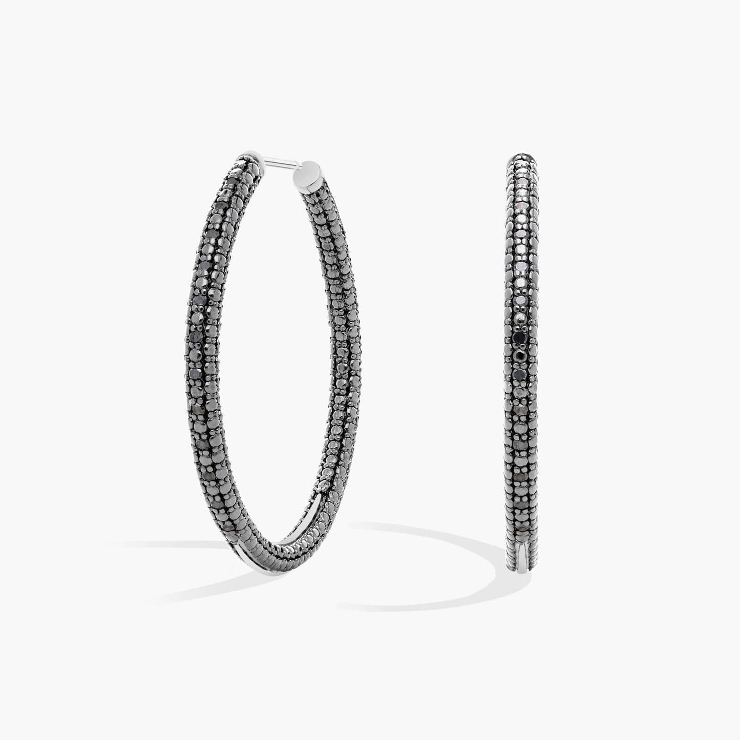 Black Diamond Hoop Earrings