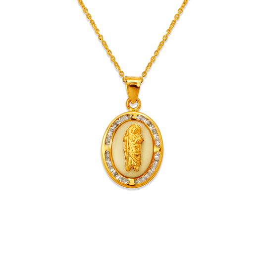 San Judas Enamel CZ Pendant