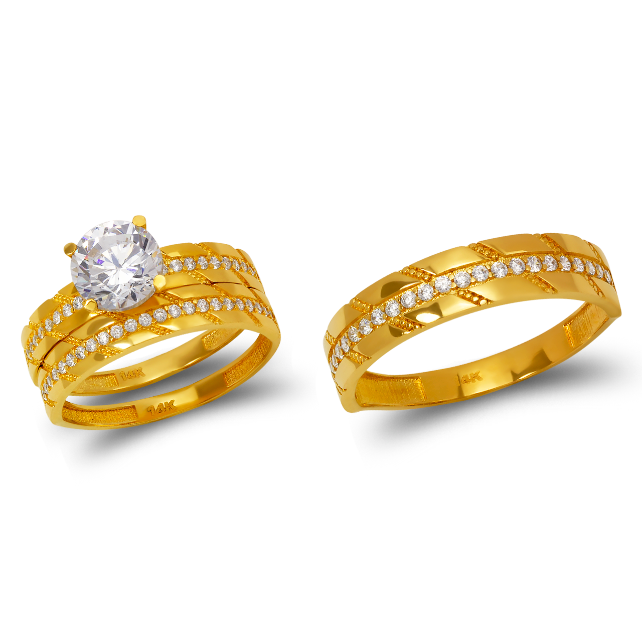 CZ Wedding Trio Ring Set