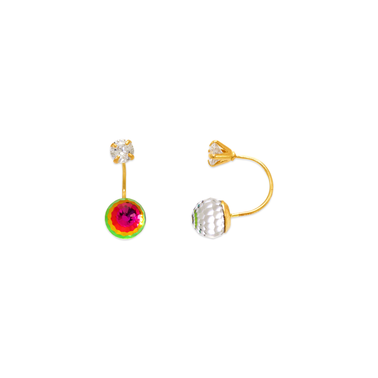 Disco Ball Telephone CZ Stud Earrings