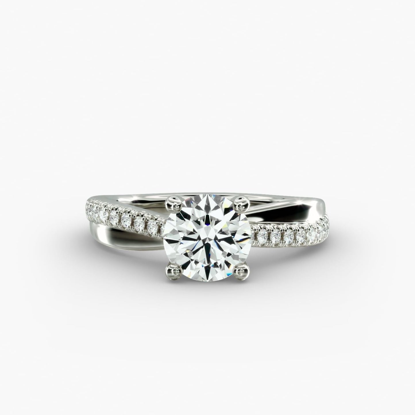 Asymmetrical Pavé Diamond Engagement Ring