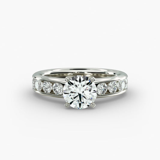 Channel Set Round Diamond Engagement Ring