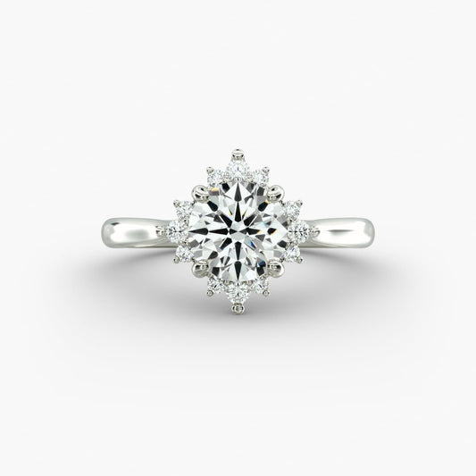 Delicate Ballerina Halo Diamond Engagement Ring