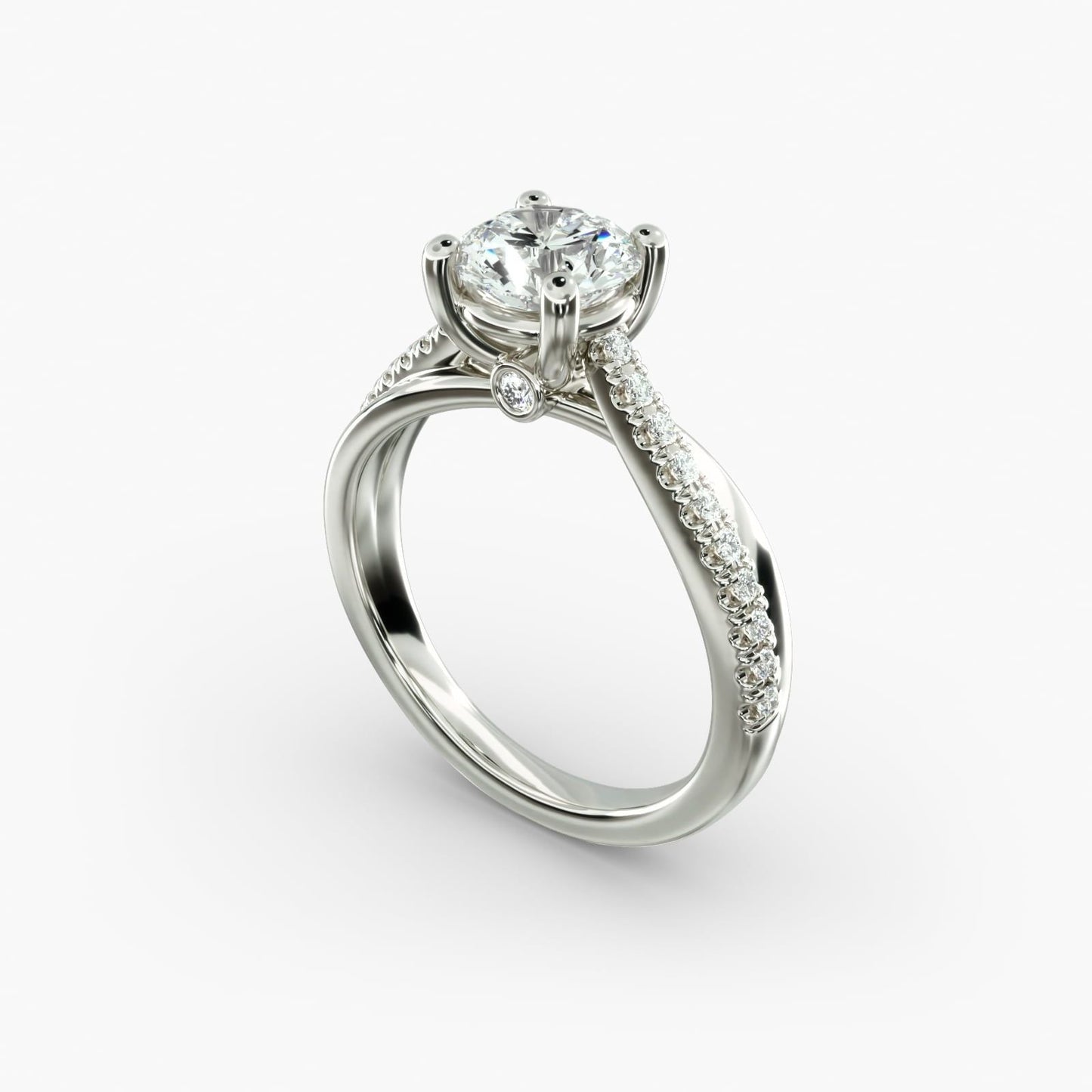 Asymmetrical Pavé Diamond Engagement Ring