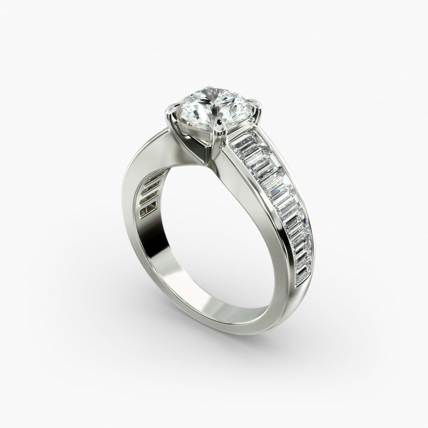 Baguette Channel Diamond Engagement Ring