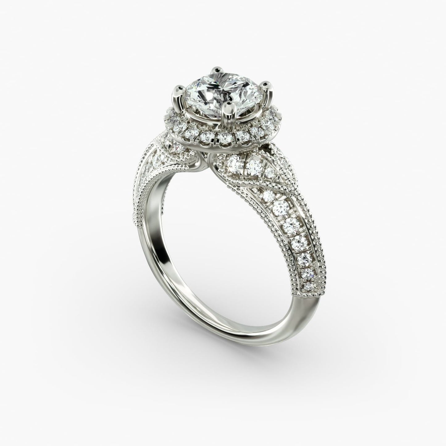 Vintage Inspired Halo Diamond Engagement Ring CHECK