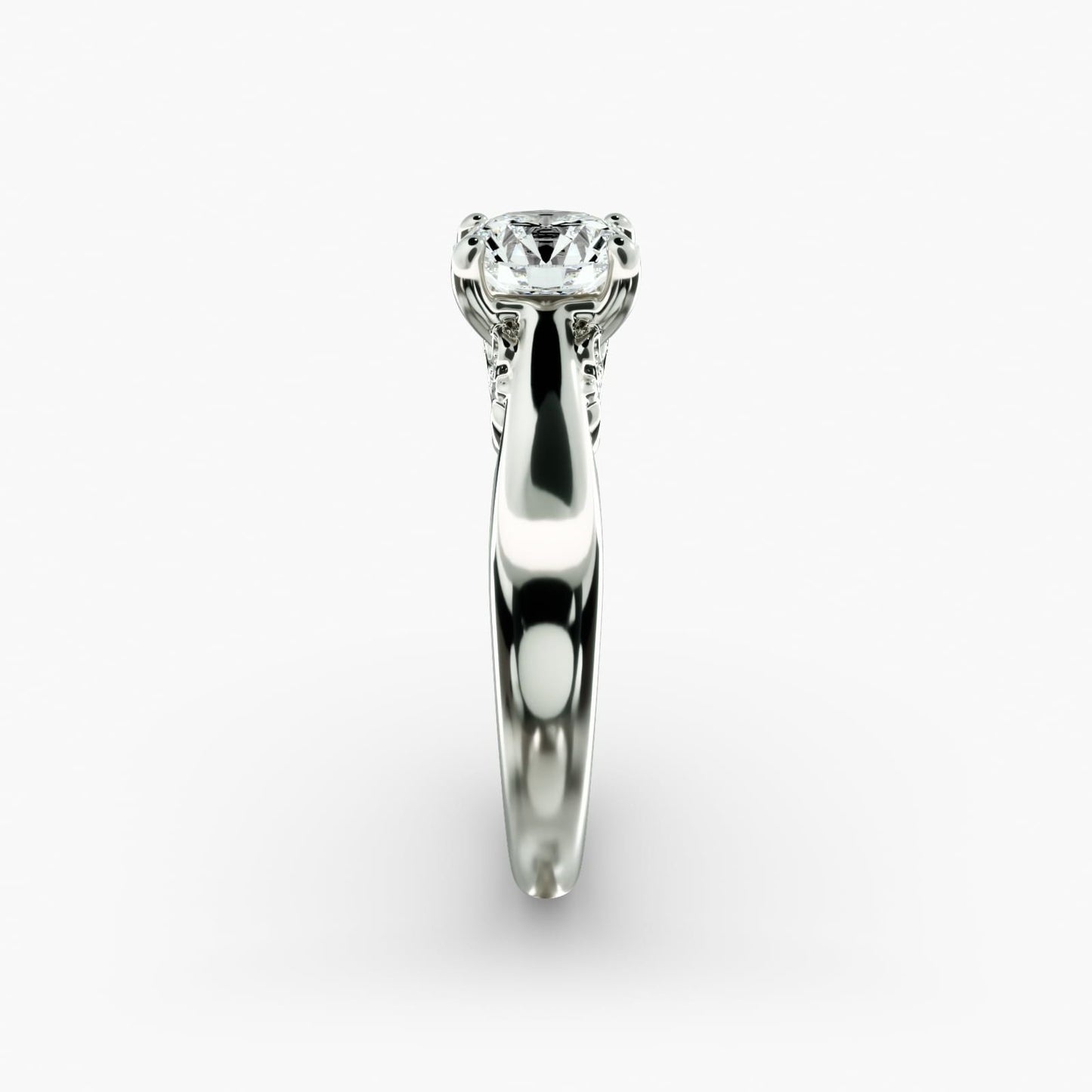 Wide Band Solitaire Plus Diamond Engagement Ring