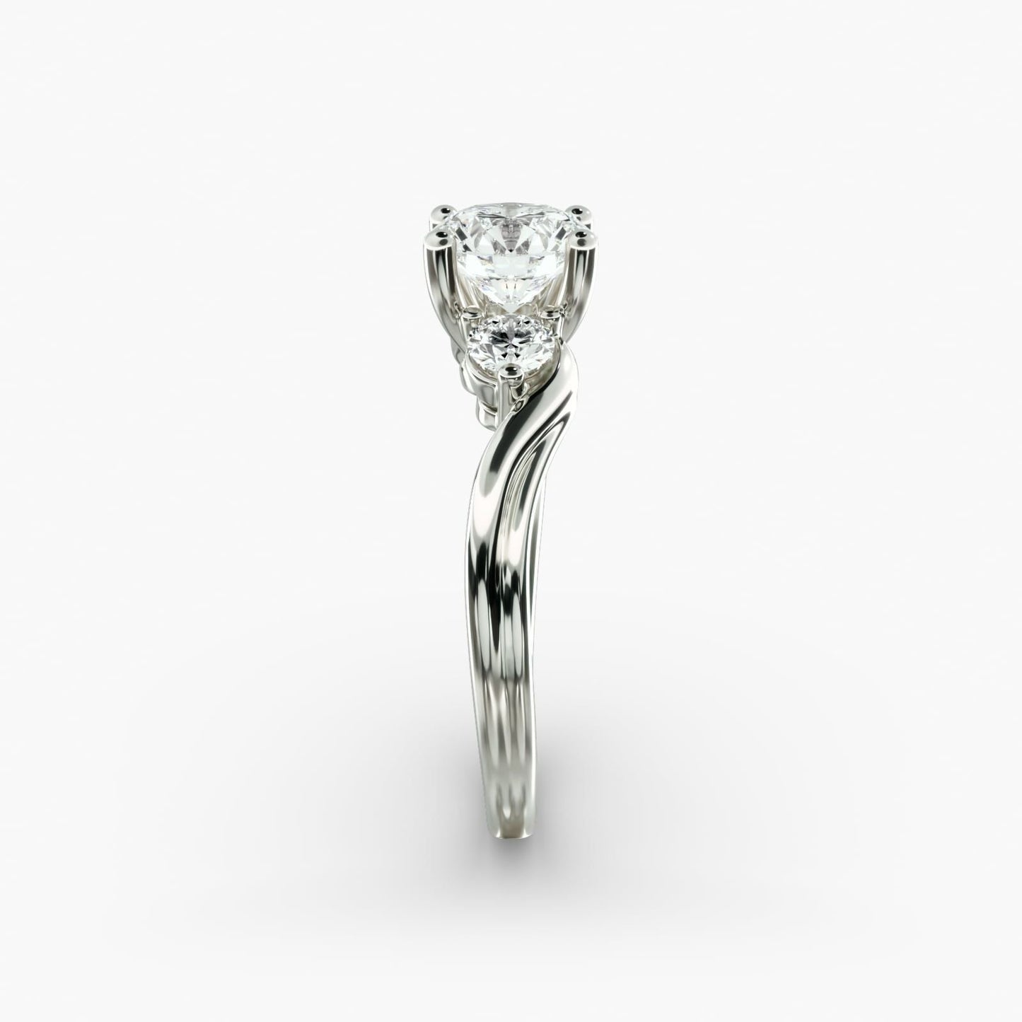 Wrapped Shank Three Stone Diamond Engagement Ring