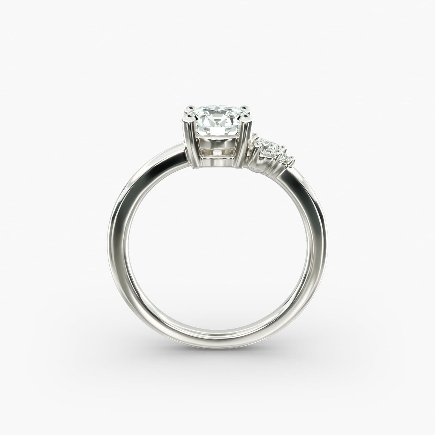 Asymmetrical Marquise and Round Cluster Diamond Engagement Ring