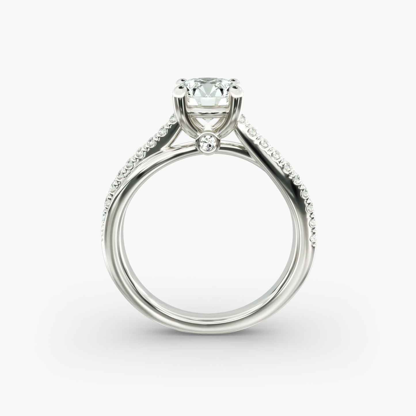 Asymmetrical Pavé Diamond Engagement Ring