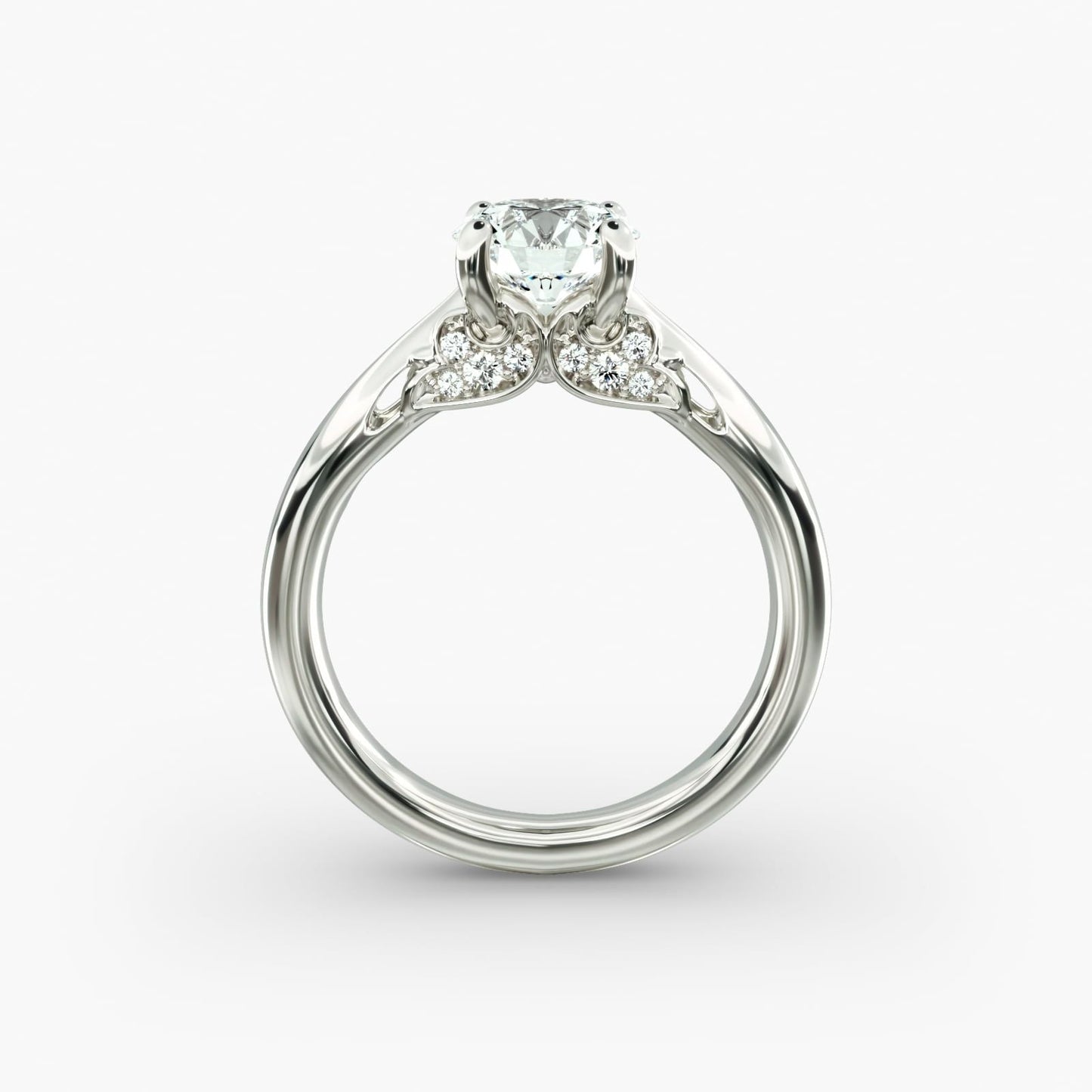 Wide Band Solitaire Plus Diamond Engagement Ring