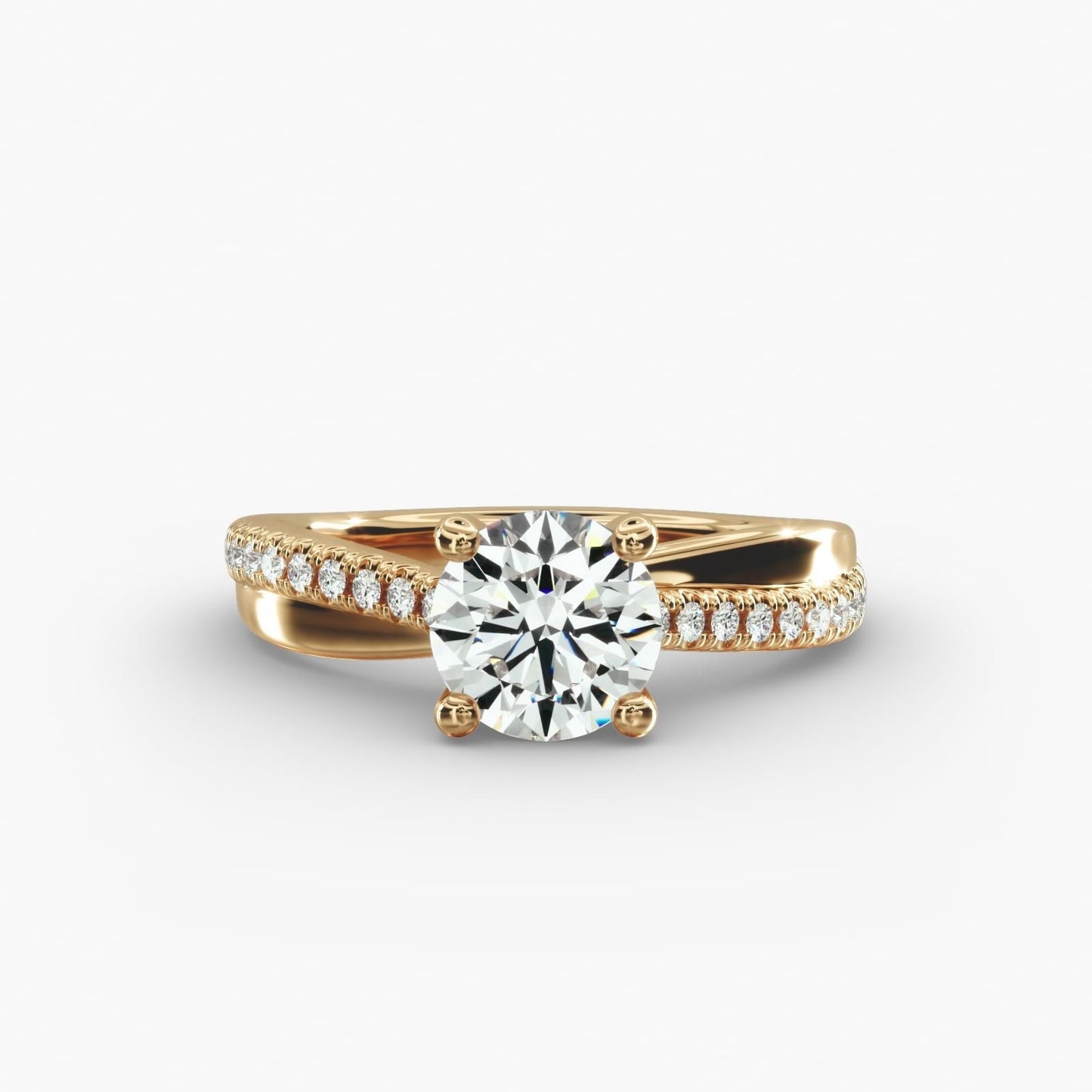 Asymmetrical Pavé Diamond Engagement Ring