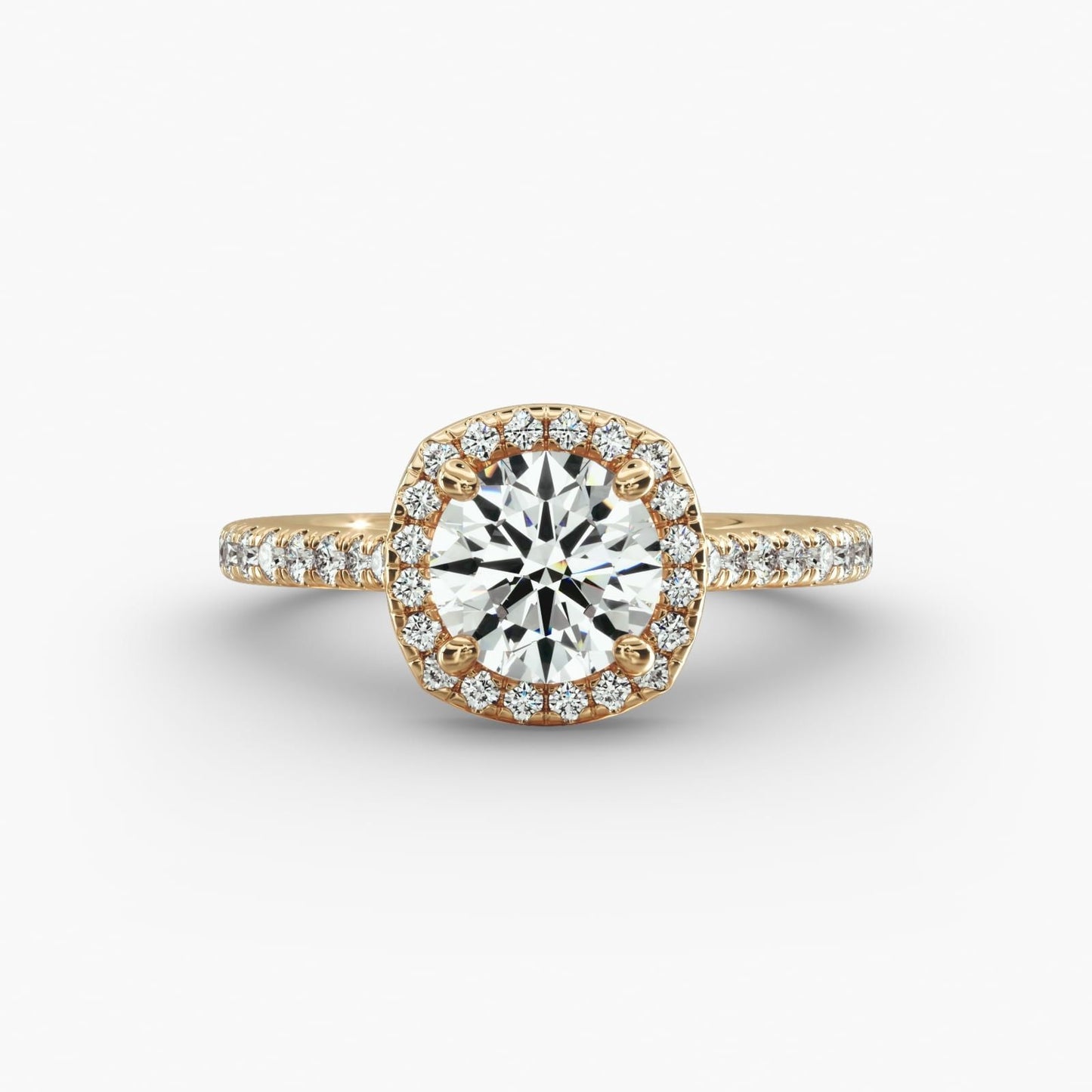 Cushion-Shaped Halo Diamond Bridge Engagement Ring