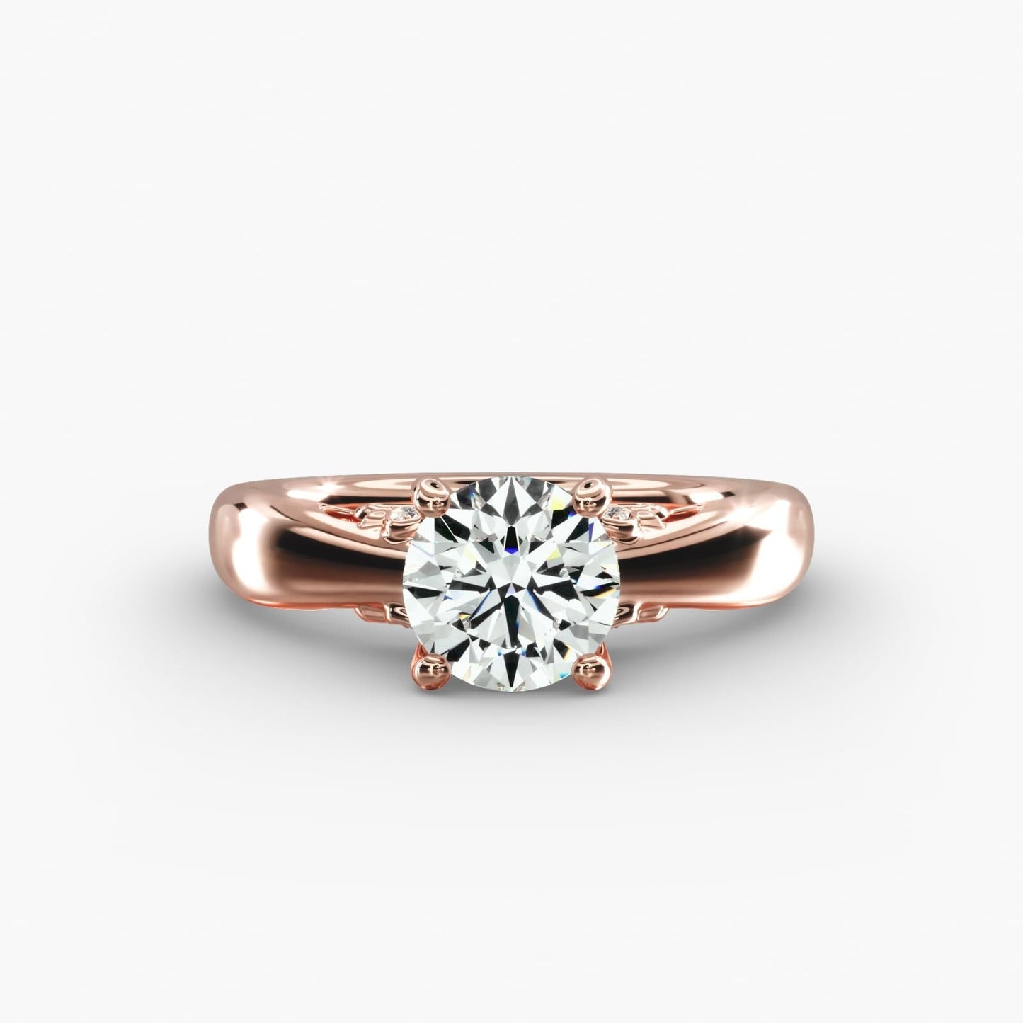 Wide Band Solitaire Plus Diamond Engagement Ring