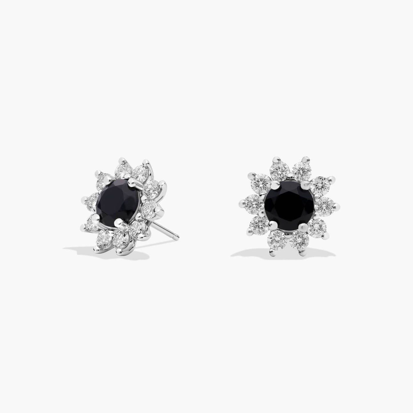 Round Gemstone and Diamond Stud Earrings CHECK