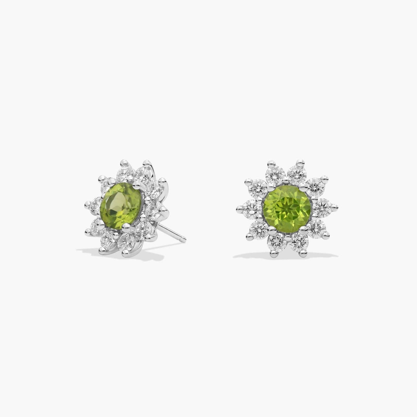 Round Gemstone and Diamond Stud Earrings CHECK